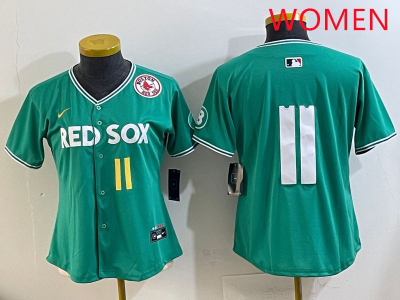 Women Boston Red Sox #11 No Name Green Joint Name Nike 2025 MLB Jersey style 6->women mlb jersey->Women Jersey